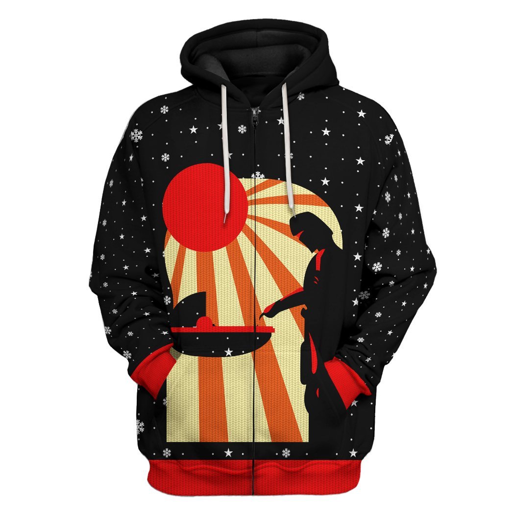 Gearhuman 3D Star Wars The Mandalorian Christmas Custom Tshirt Hoodie Apparel GW02122 3D Apparel Zip Hoodie S 
