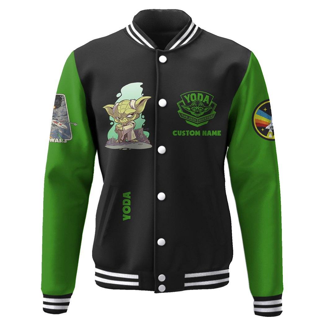 Gearhuman 3D Star Wars Yoda Custom Name Baseball Jacket GK210123 Baseball Jacket Baseball Jacket XS 