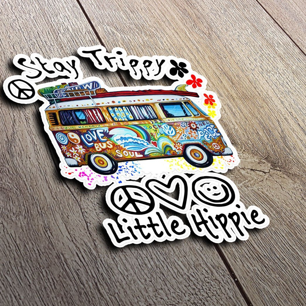 Gearhuman 3D Stay Trippy Little Hippie Bus Sticker GV190211 Sticker