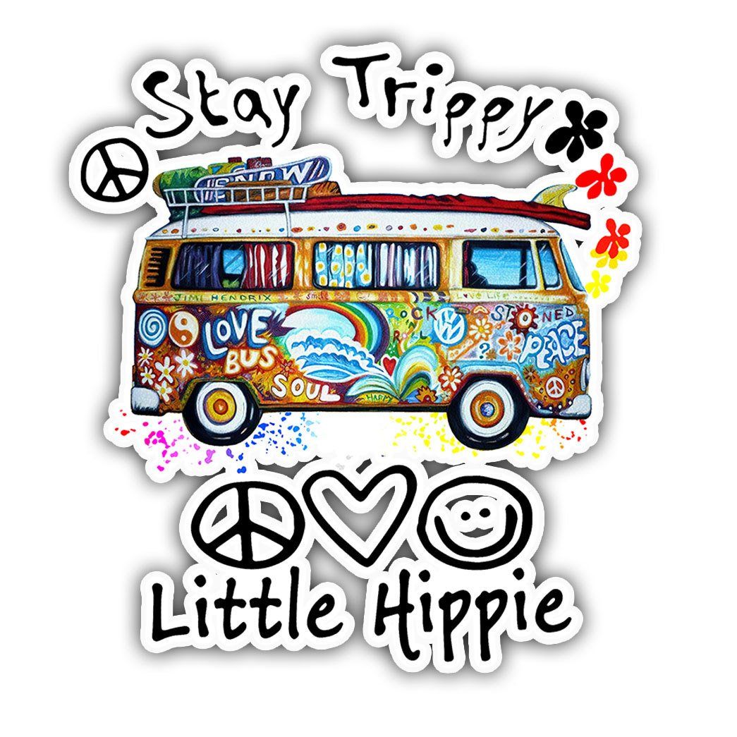 Gearhuman 3D Stay Trippy Little Hippie Bus Sticker GV190211 Sticker Sticker/1 Pack 3x3