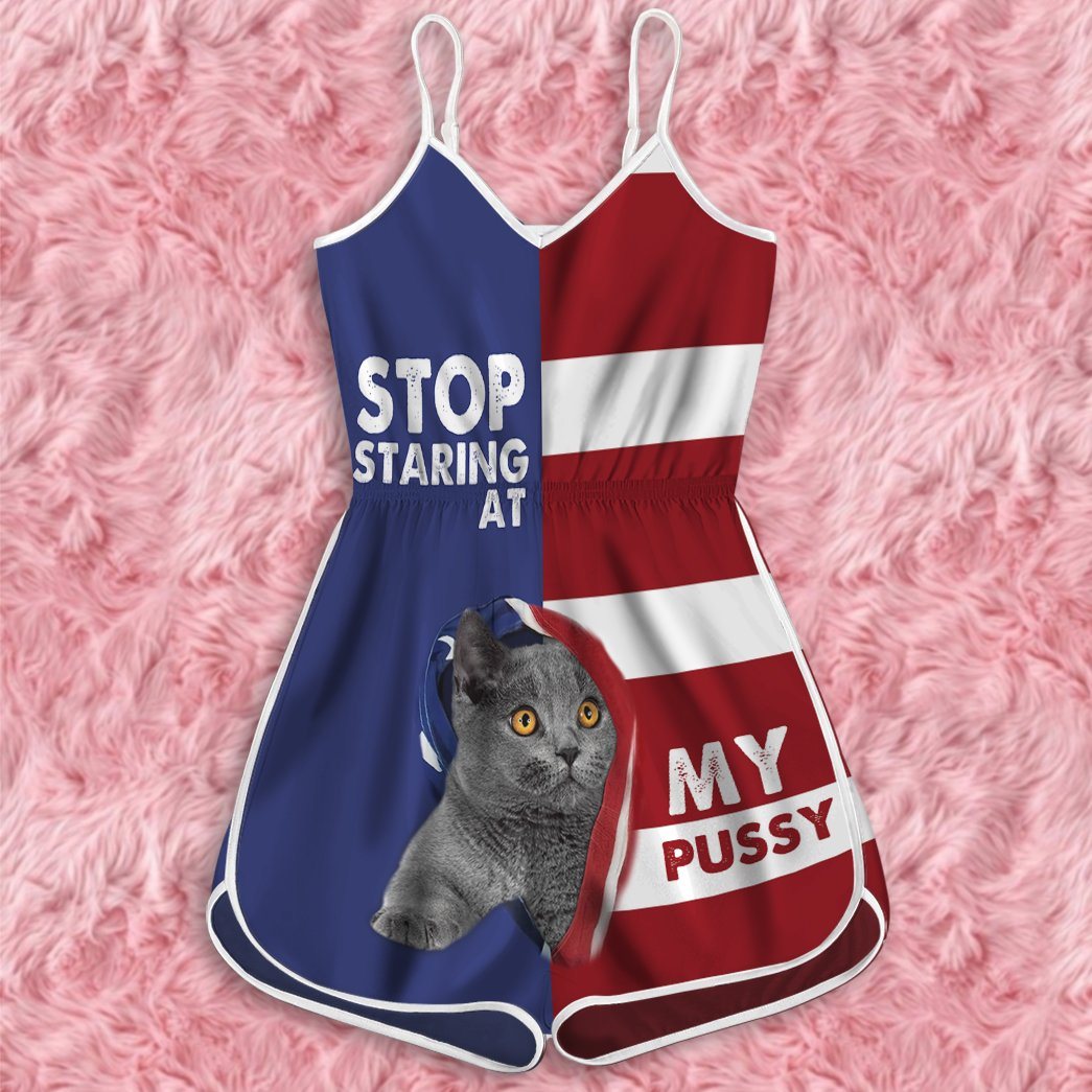 Gearhuman 3D Stop Staring At My Pussy British Shorthair Cat Custom Rompers GV20094 Rompers 