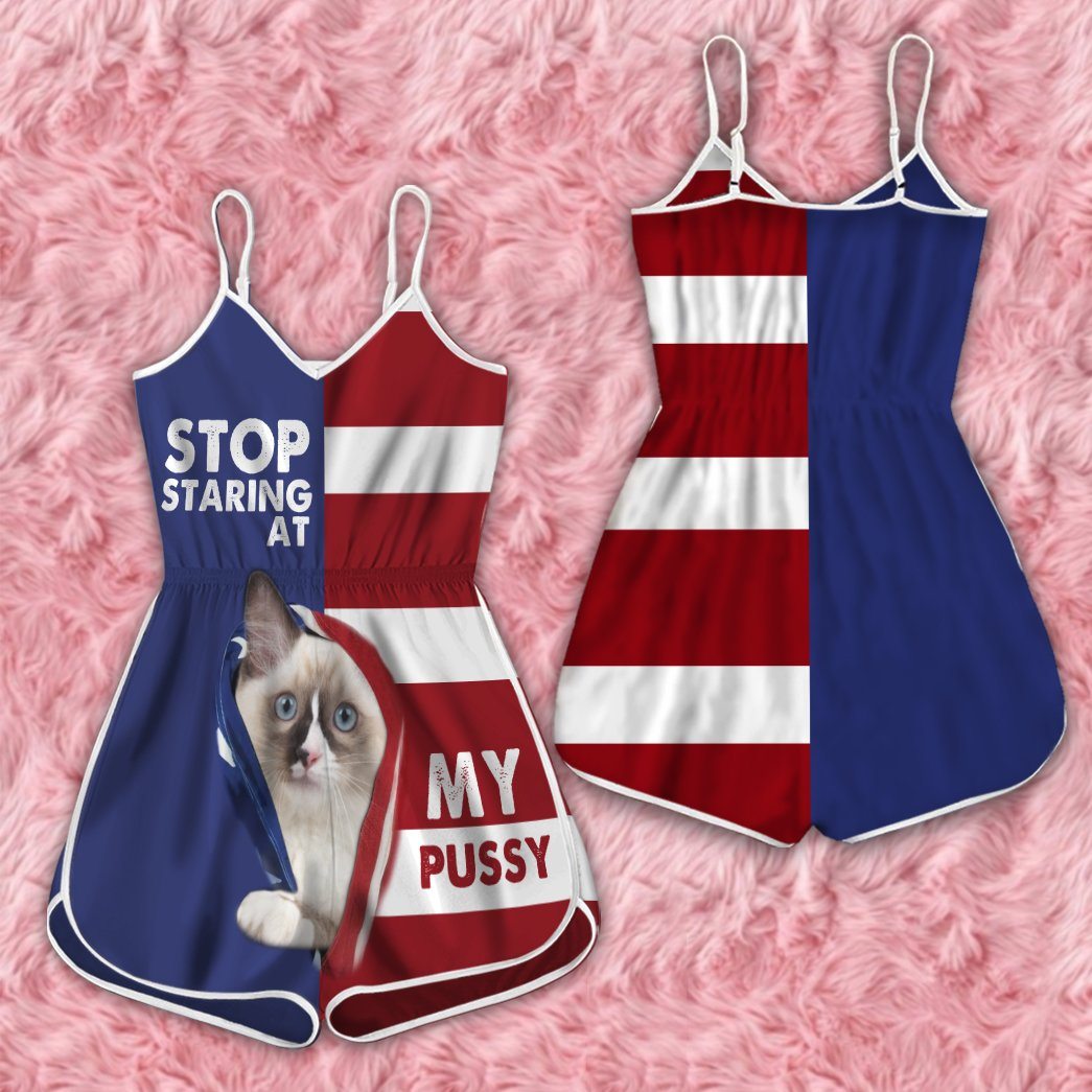 Gearhuman 3D Stop Staring At My Pussy Sphynx Cat Custom Rompers GV20099 Rompers 