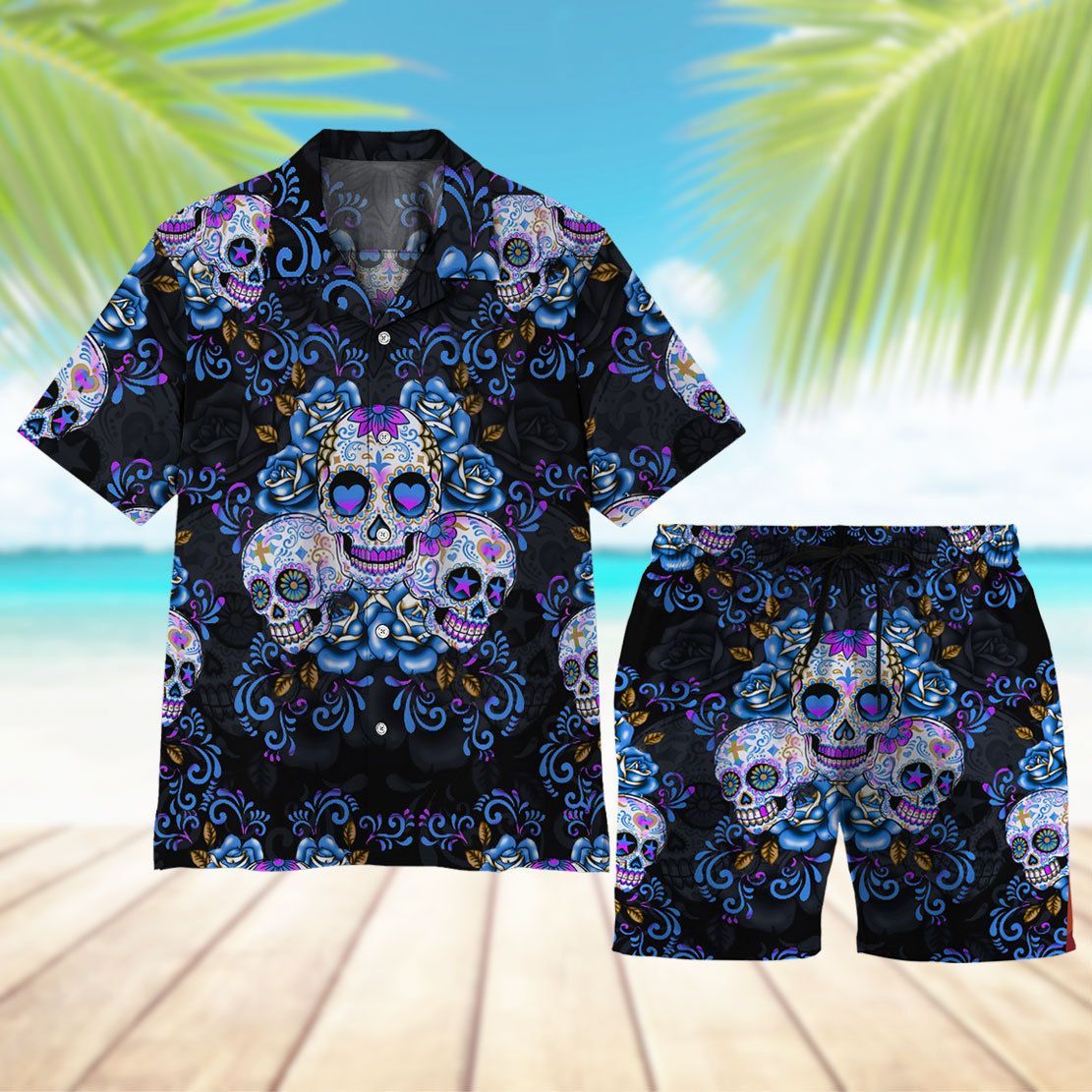 Gearhuman 3D Sugar Skull Beach Shorts ZZ24062152 Men Shorts 