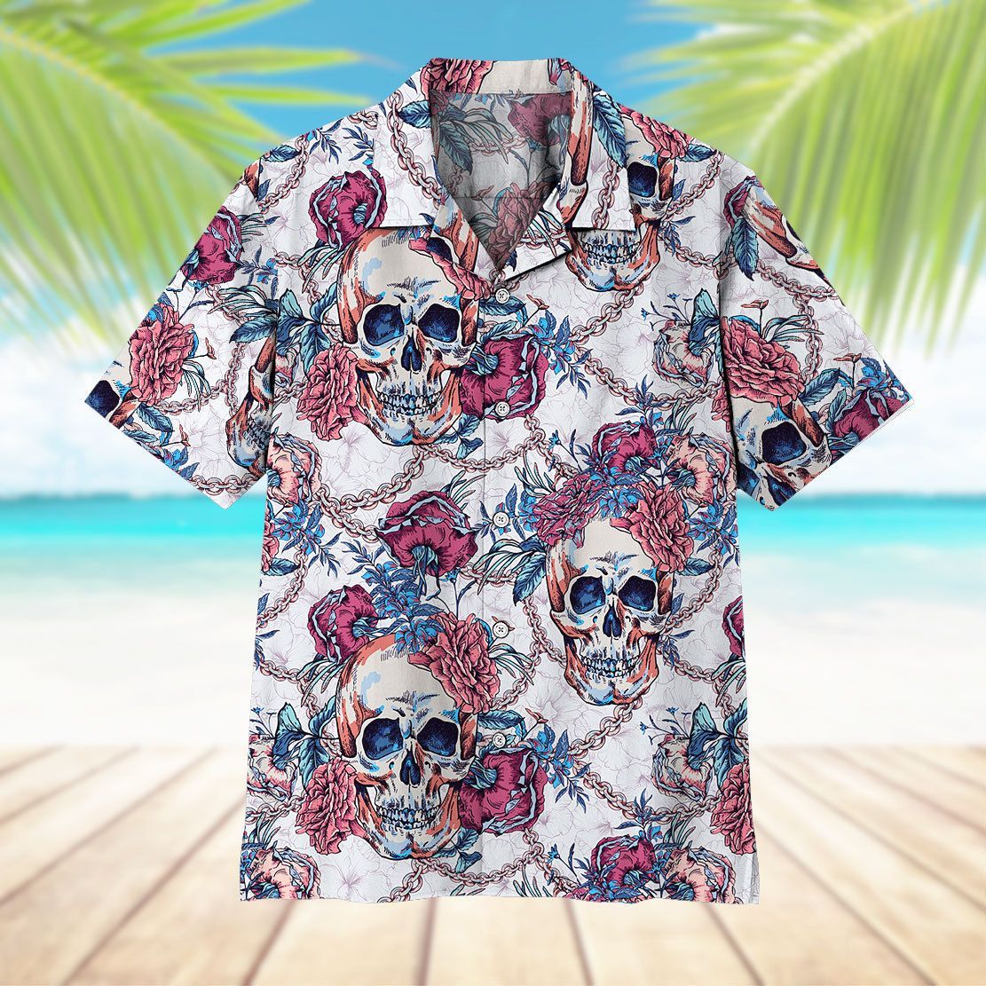 Gearhuman 3D Sugar Skull Hawaii Shirt ZZ2206213 Short Sleeve Shirt 