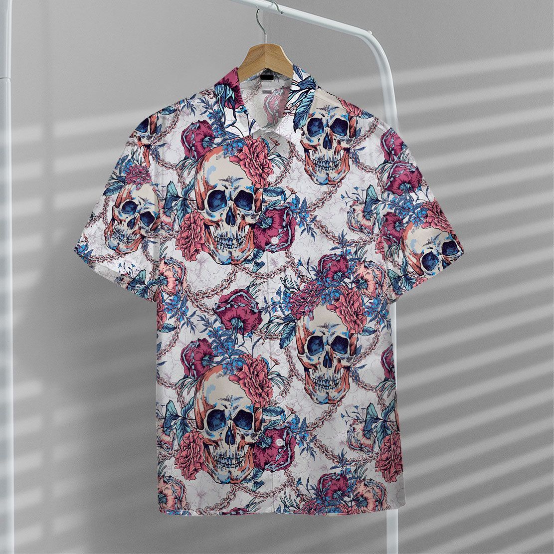Gearhuman 3D Sugar Skull Hawaii Shirt ZZ2206213 Short Sleeve Shirt 