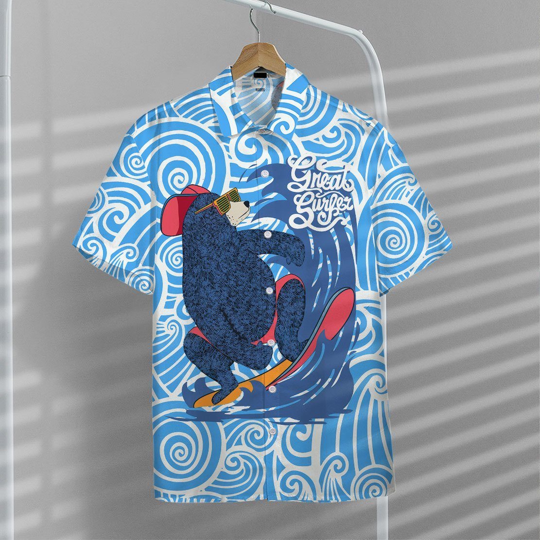Gearhuman 3D Surfing Bear Hawaii Shirt ZK2705215 Hawai Shirt 