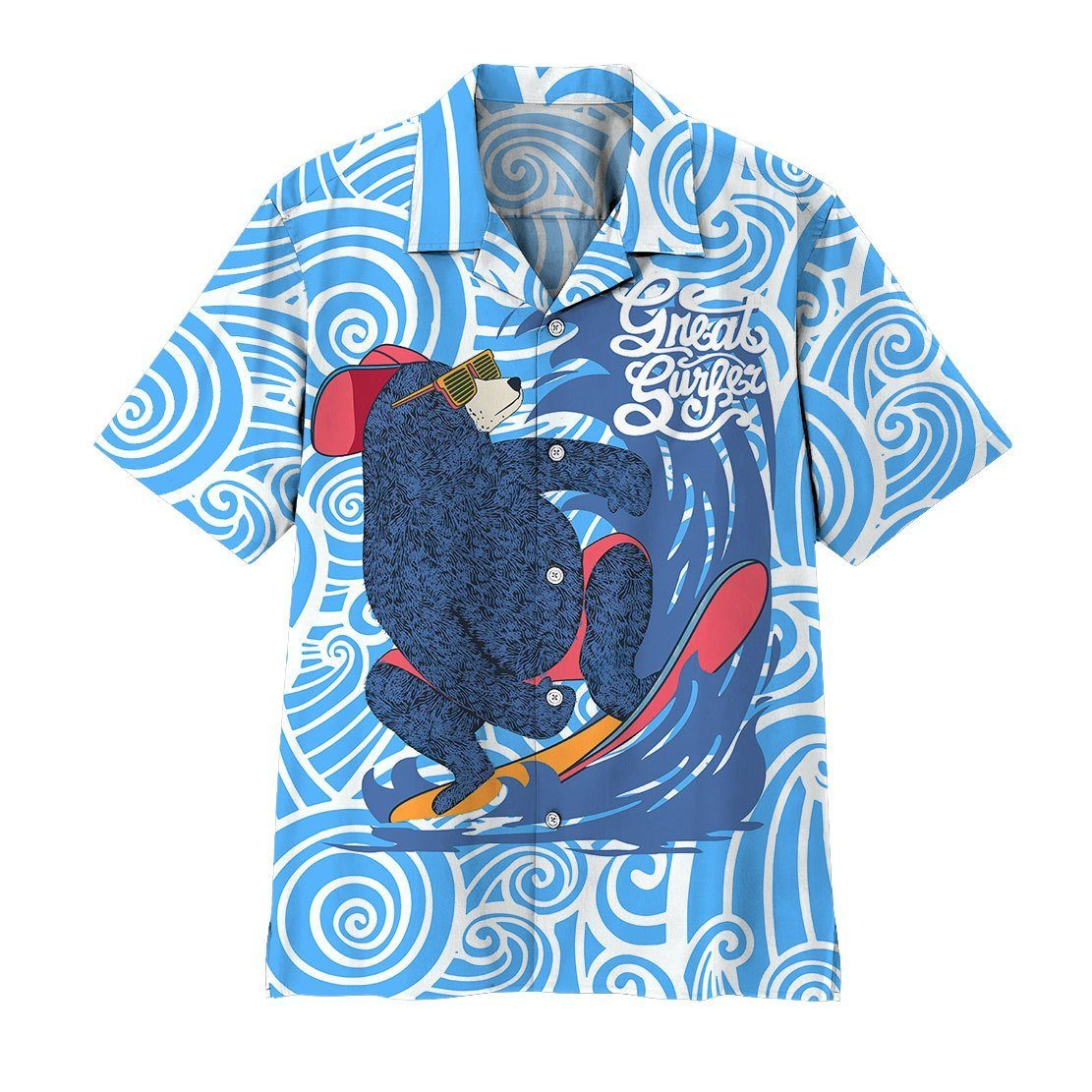 Gearhuman 3D Surfing Bear Hawaii Shirt ZK2705215 Hawai Shirt Short Sleeve Shirt S 
