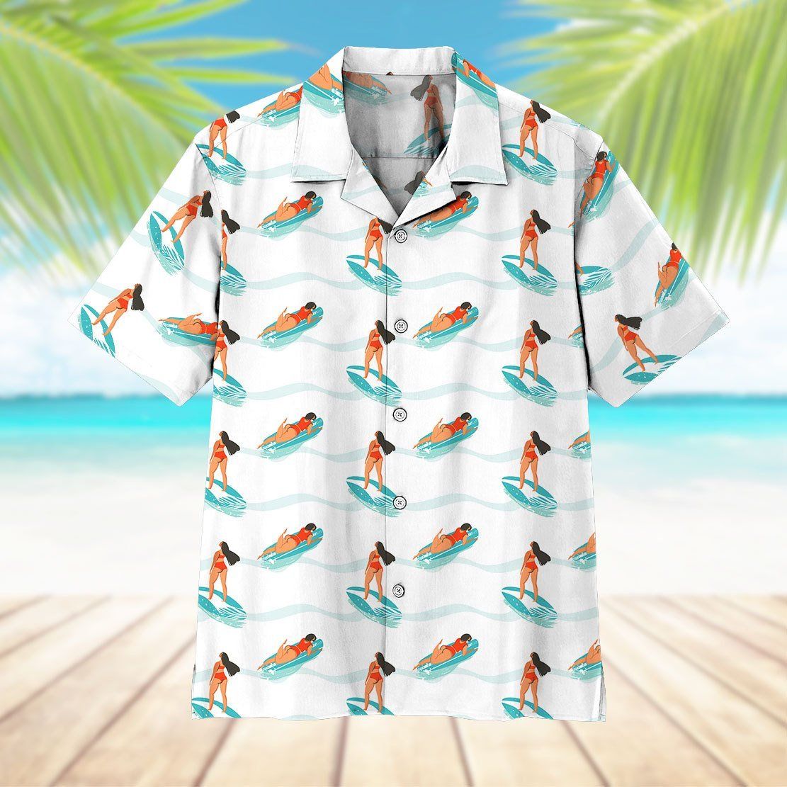 Gearhuman 3D Surfing Girl Hawaii Shirt ZK3105216 Hawai Shirt 