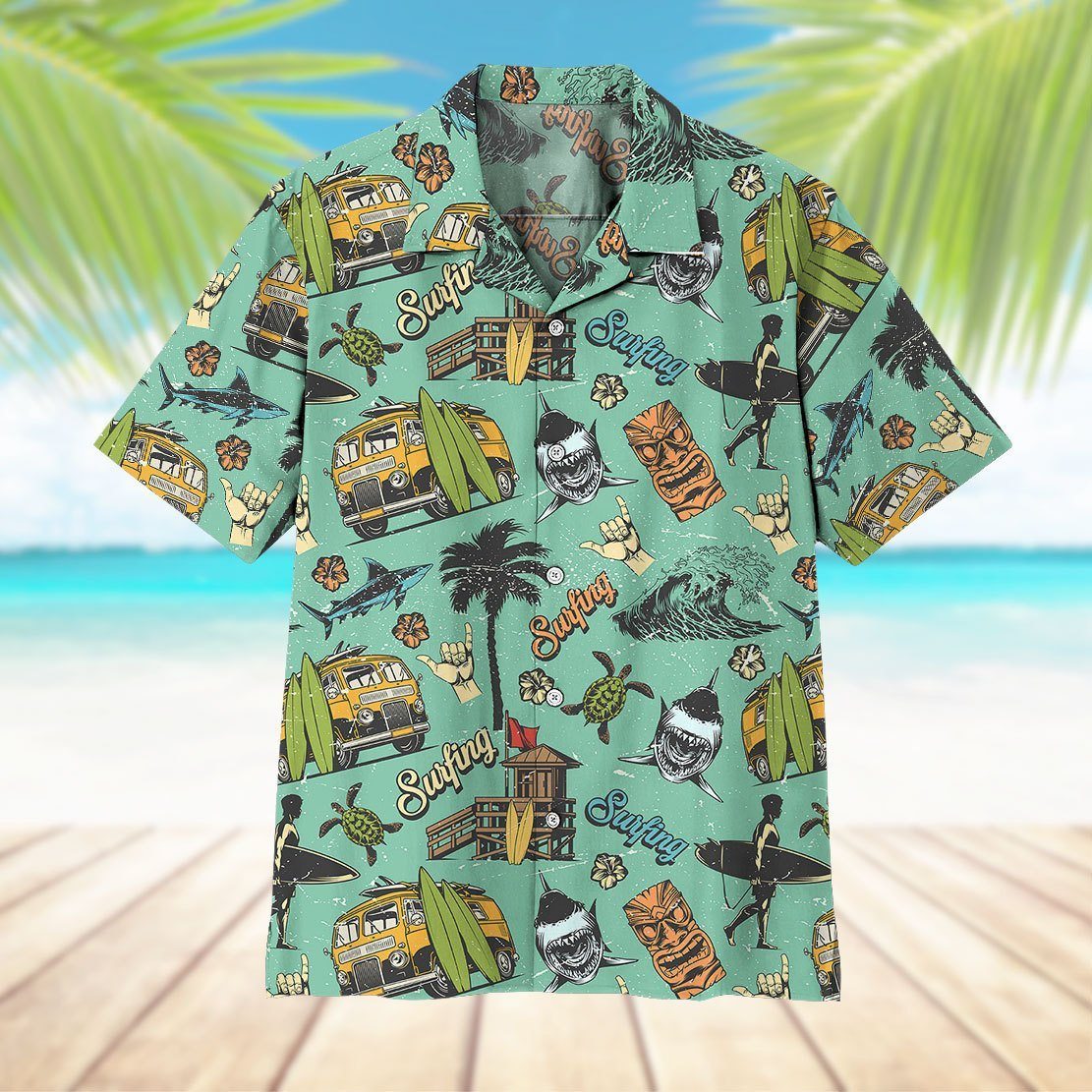 Gearhuman 3D Surfing Time Hawaii Shirt ZK3105219 Hawai Shirt 