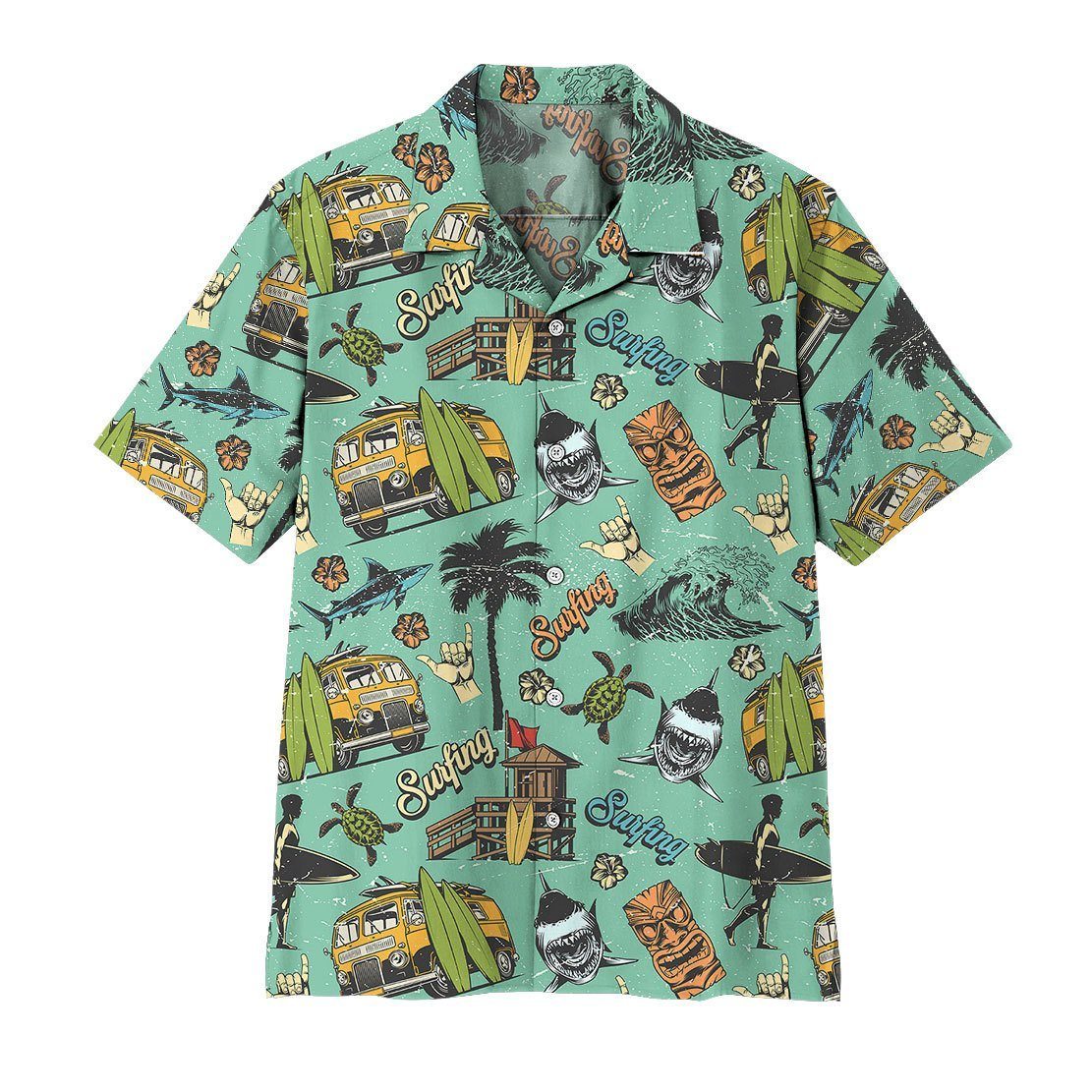Gearhuman 3D Surfing Time Hawaii Shirt ZK3105219 Hawai Shirt Short Sleeve Shirt S 