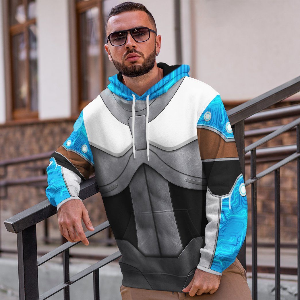 Gearhuman 3D Teen Titan Cyborg Cosplay Custom Tshirt Hoodie Apparel GK05015 3D Apparel 
