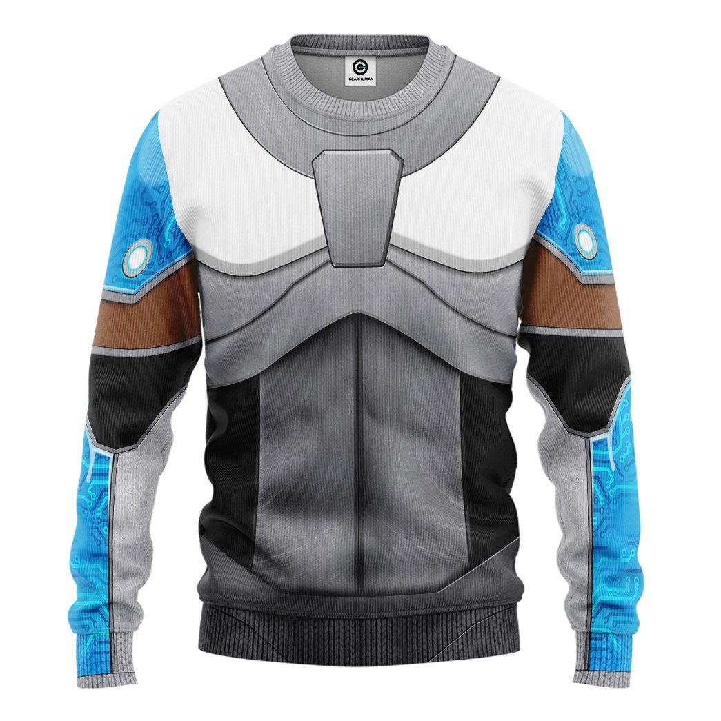 Gearhuman 3D Teen Titan Cyborg Cosplay Custom Tshirt Hoodie Apparel GK05015 3D Apparel Long Sleeve S 