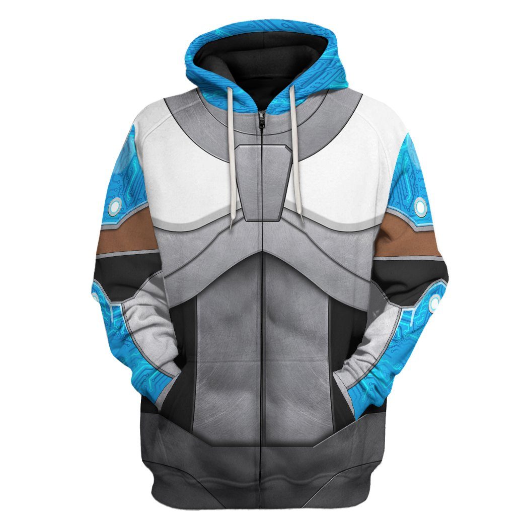 Gearhuman 3D Teen Titan Cyborg Cosplay Custom Tshirt Hoodie Apparel GK05015 3D Apparel Zip Hoodie S 