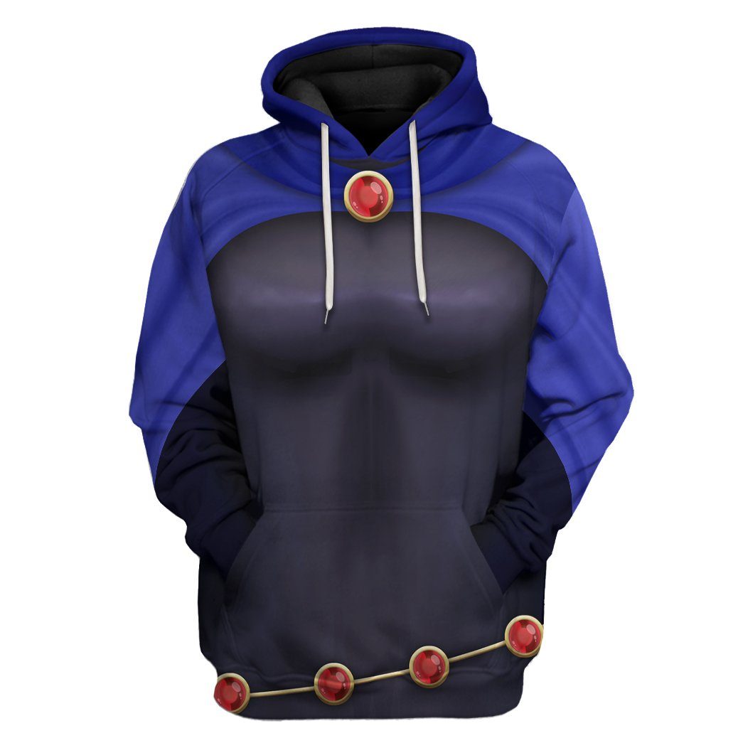 Gearhuman 3D Teen Titan Raven Cosplay Custom Tshirt Hoodie Apparel GK05012 3D Apparel Hoodie S 