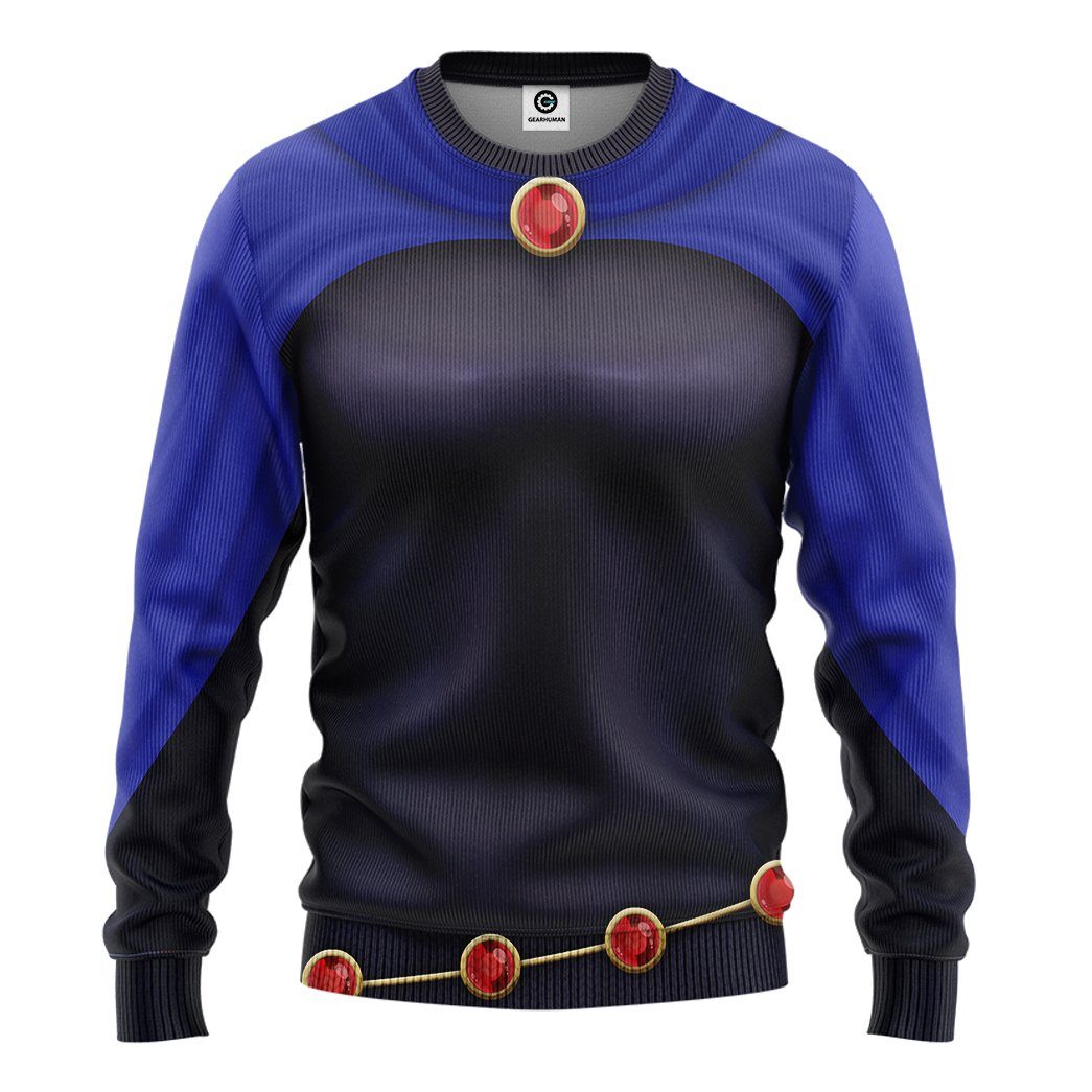 Gearhuman 3D Teen Titan Raven Cosplay Custom Tshirt Hoodie Apparel GK05012 3D Apparel Long Sleeve S 