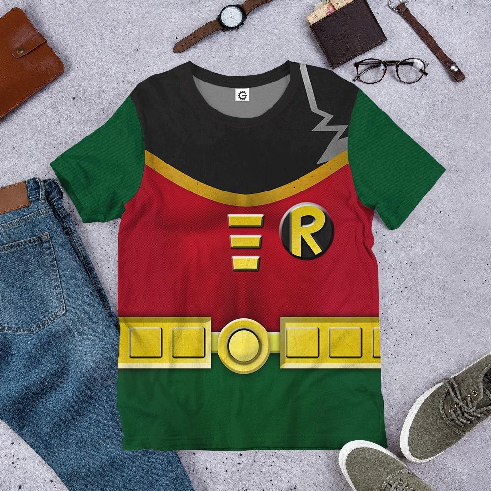 Gearhuman 3D Teen Titan Robin Cosplay Custom Tshirt Hoodie Apparel GK05011 3D Apparel 