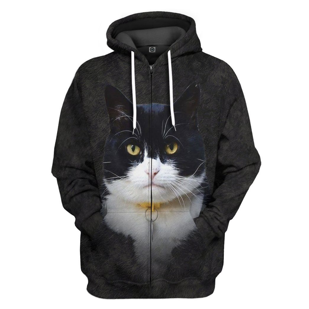 Gearhuman 3D Texudo Cat Tshirt Hoodie Apparel GV08031 3D Apparel Zip Hoodie S