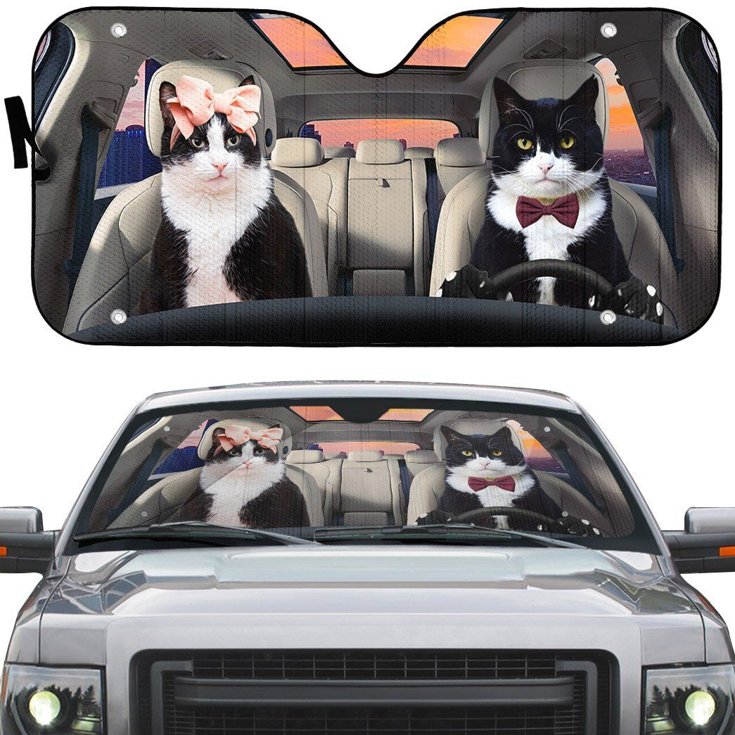 Gearhuman 3D Texudo Couple Cat Auto Car Sunshade GV05032 Auto Sunshade