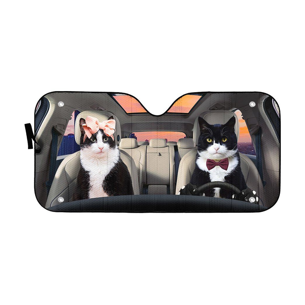 Gearhuman 3D Texudo Couple Cat Auto Car Sunshade GV05032 Auto Sunshade 57''x27.5''