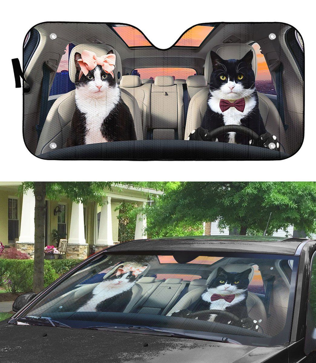 Gearhuman 3D Texudo Couple Cat Auto Car Sunshade GV05032 Auto Sunshade