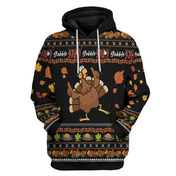 Gearhuman 3D Thanksgiving Turkey Ugly Sweaters Custom Hoodie Apparel GV06108 3D Apparel Hoodie S 