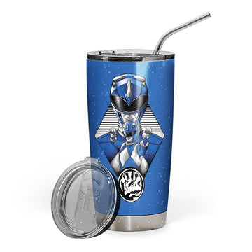 Gearhumans 3D The Blue MIGHTY MORPHIN Power Ranger Custom Design Vacuum Insulated Tumbler