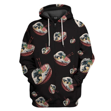 Gearhumans 3D The Great Wave of Ramen Custom Hoodie Apparel