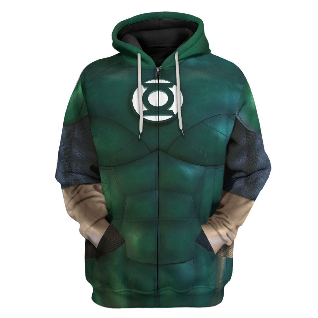 Gearhuman 3D The Green Lantern Custom Hoodie Apparel GW24097 3D Apparel Zip Hoodie S 
