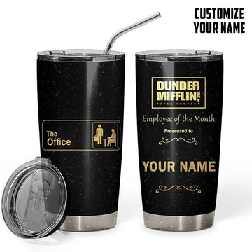 Gearhumans 3D The Office Employee Of The Month Custom Name Design Vacuum Insulated Tumbler