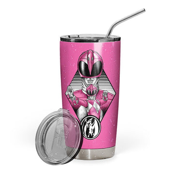 Gearhumans 3D The Pink MIGHTY MORPHIN Power Ranger Custom Design Vacuum Insulated Tumbler