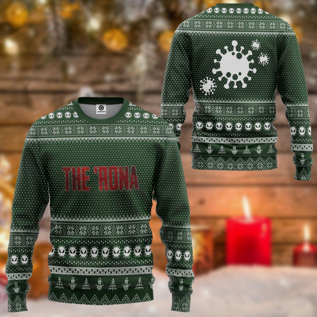 Gearhuman 3D The Rona Virus Ugly Christmas Sweater Custom Tshirt Hoodie Apparel GV23108 3D Apparel 