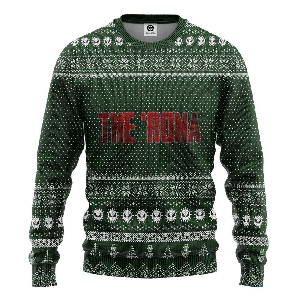 Gearhuman 3D The Rona Virus Ugly Christmas Sweater Custom Tshirt Hoodie Apparel GV23108 3D Apparel Long Sleeve S 