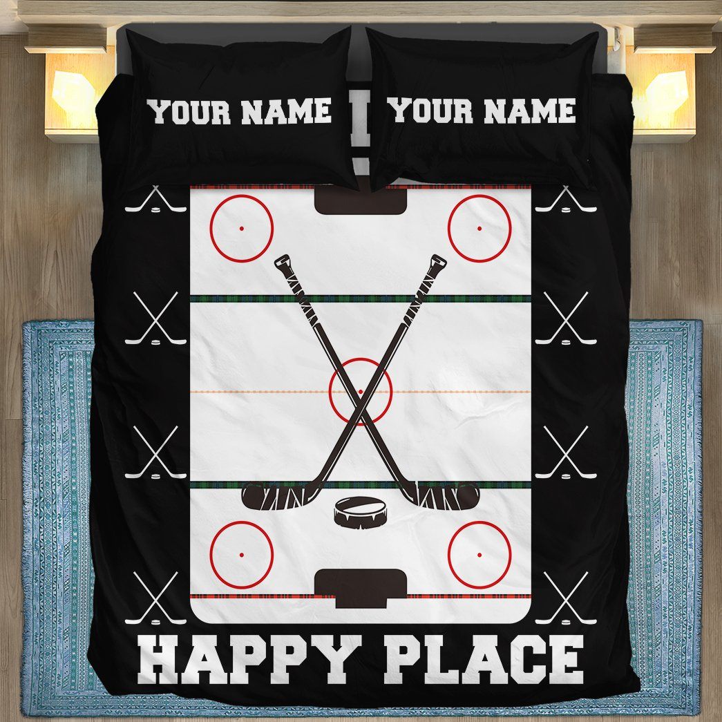 Gearhuman 3D This Is My Happy Place Hockey Custom Name Bedding Set GB17112 Bedding Set 