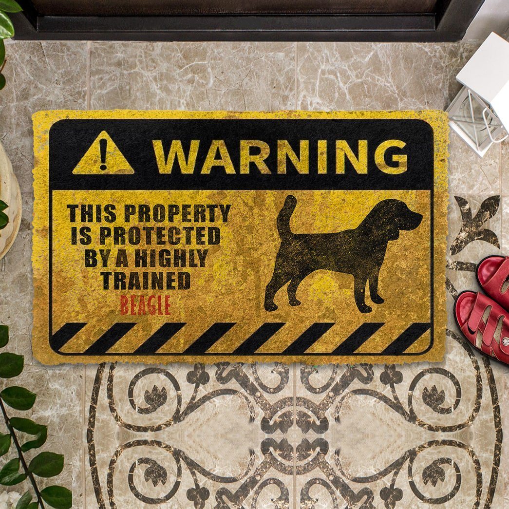 Gearhuman 3D This Property Is Protected By A Highly Trained Beagle Doormat ZK03062110 Doormat 