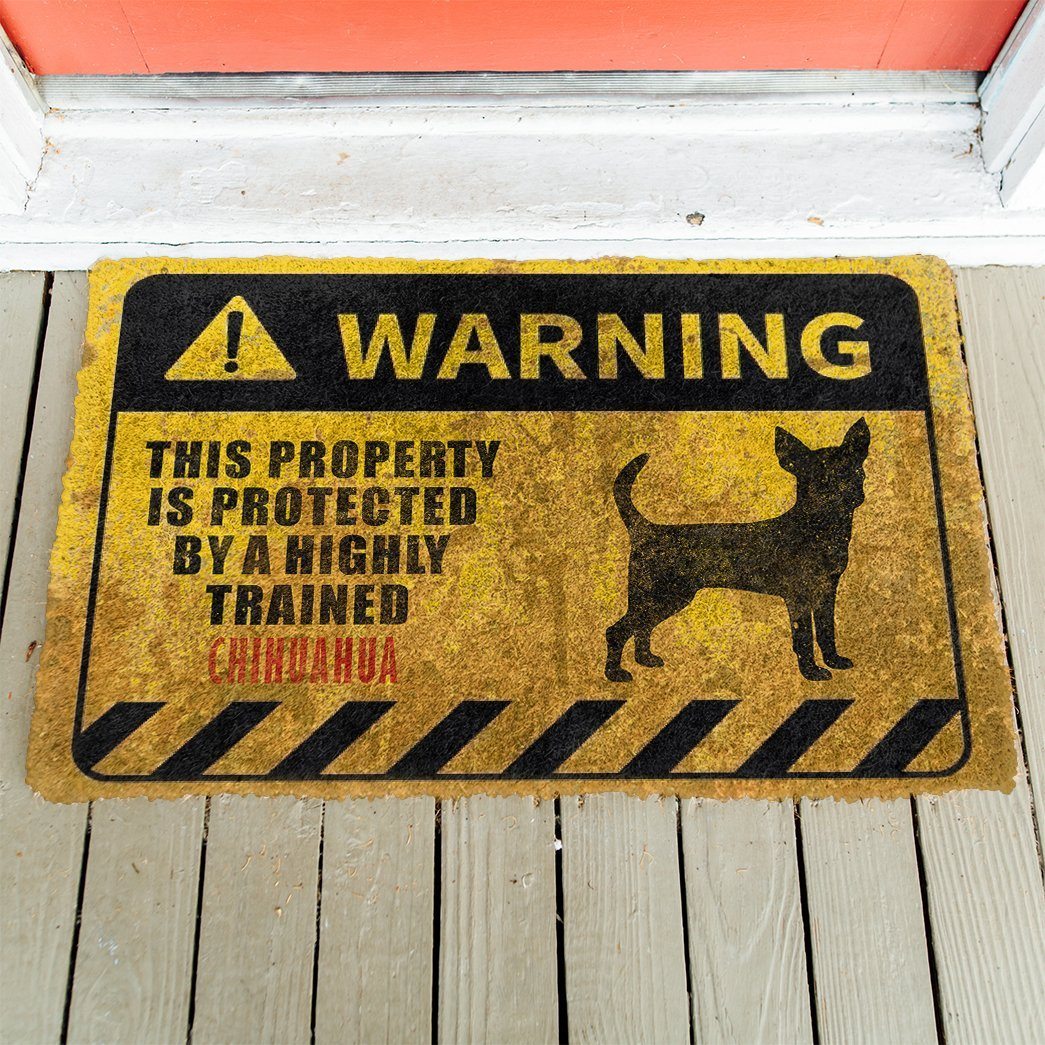 Gearhuman 3D This Property Is Protected By A Highly Trained Chihuahua Doormat ZK0306219 Doormat 