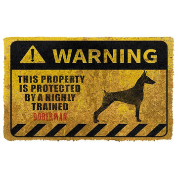 Gearhuman 3D This Property Is Protected By A Highly Trained Doberman Doormat ZK0306212 Doormat Doormat S(15,8inchx23,6inch) 