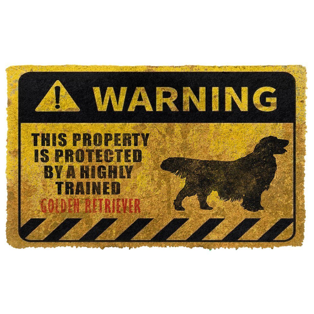 Gearhuman 3D This Property Is Protected By A Highly Trained Golden Retriever Doormat ZK0306218 Doormat Doormat S(15,8inchx23,6inch) 