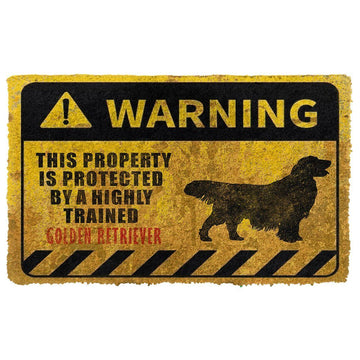 Gearhuman 3D This Property Is Protected By A Highly Trained Golden Retriever Doormat ZK0306218 Doormat Doormat S(15,8inchx23,6inch) 