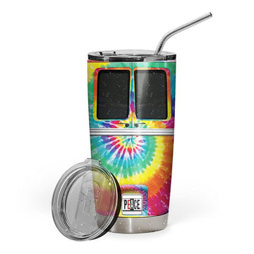 Gearhumans 3D Tie-Dye Hippie Van Custom Design Vacuum Insulated Tumbler