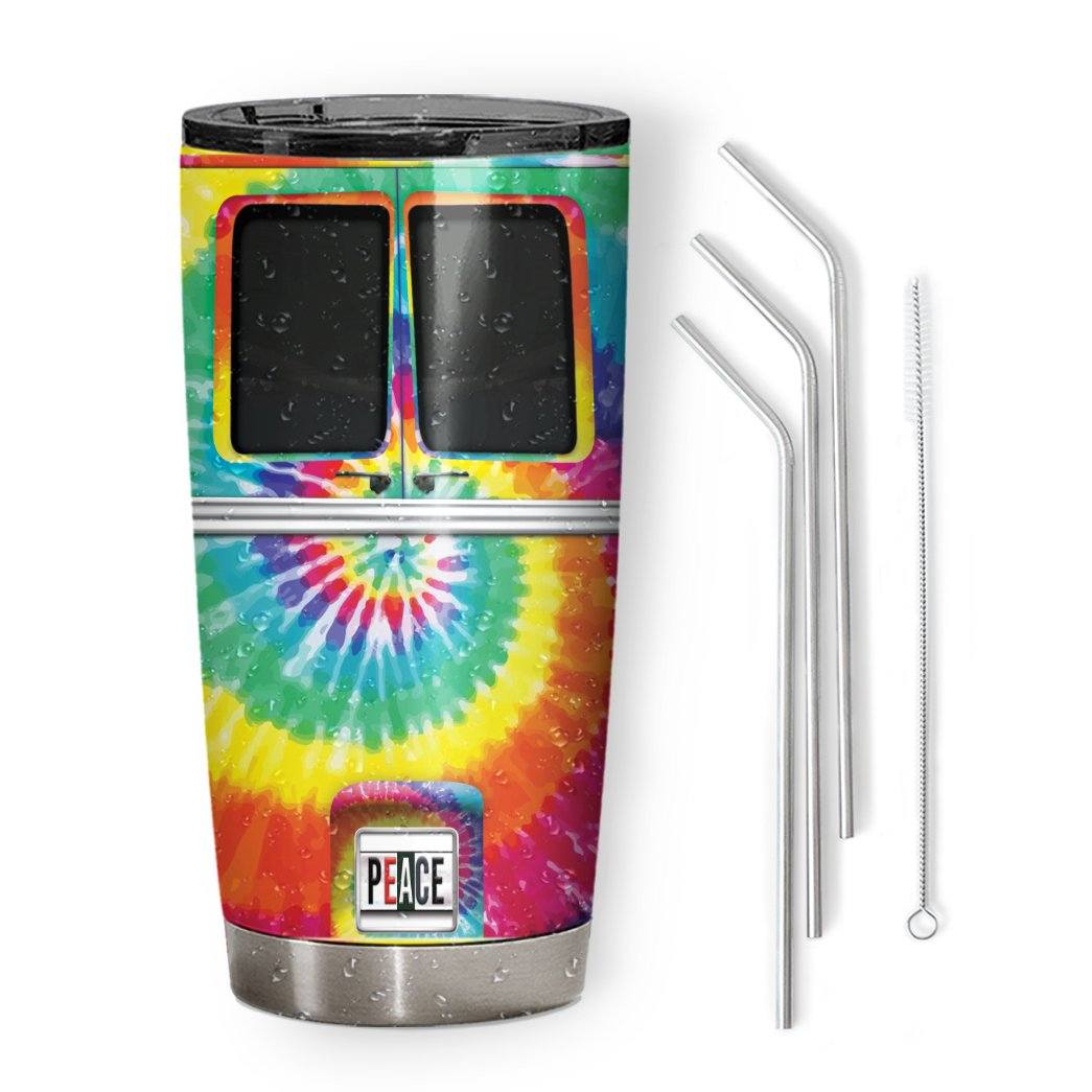 Gearhuman 3D Tie-Dye Hippie Van Custom Design Vacuum Insulated Tumbler GV030914 Tumbler 