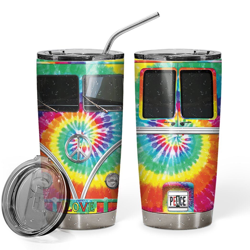 Gearhuman 3D Tie-Dye Hippie Van Custom Design Vacuum Insulated Tumbler GV030914 Tumbler 