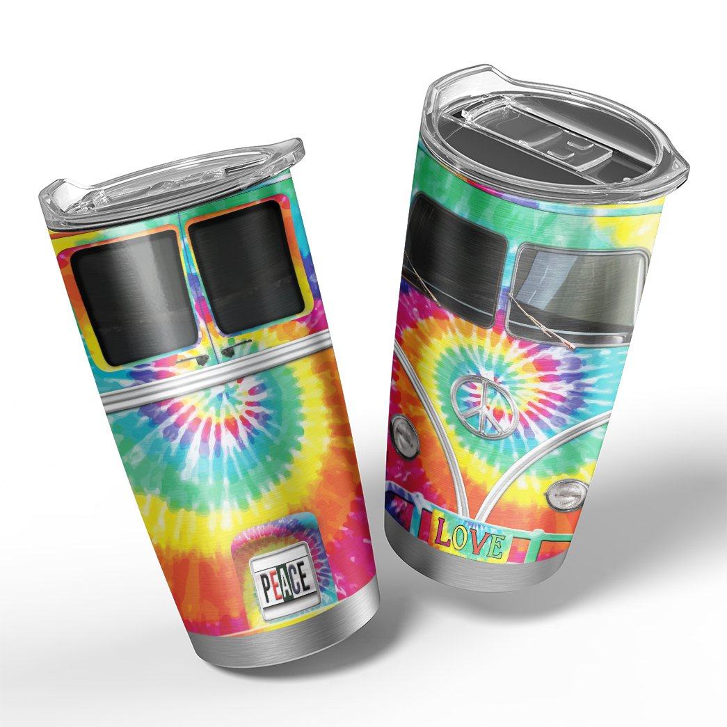 Gearhuman 3D Tie-Dye Hippie Van Custom Design Vacuum Insulated Tumbler GV030914 Tumbler 