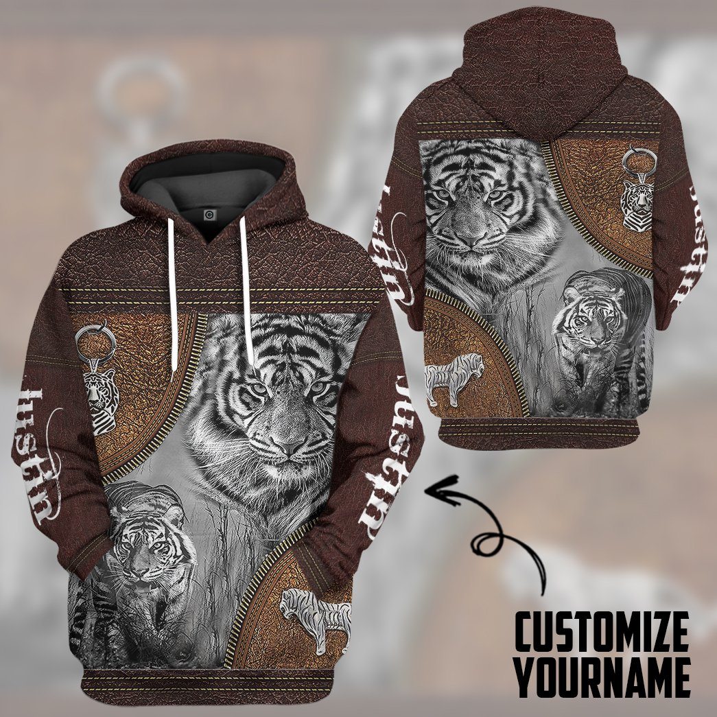 Gearhuman 3D Tiger Leather Custom Name Tshirt Hoodie Apparel GB26017 3D Apparel