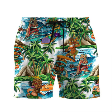 Gearhuman 3D Tiki Tiki Surfing Beach Shorts ZZ2506252 Men Shorts Beach Shorts S 