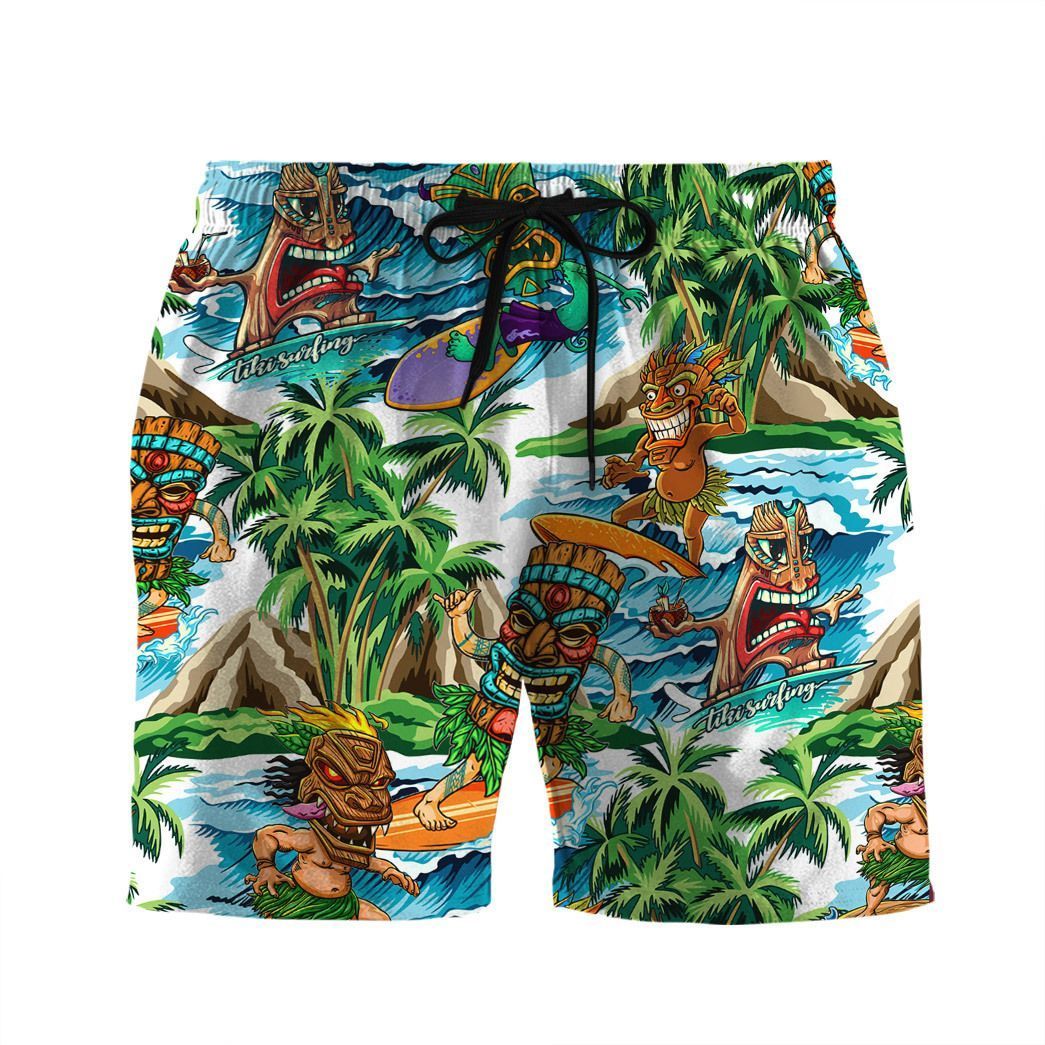 Gearhuman 3D Tiki Tiki Surfing Hawaii Shirt ZZ2506211 Short Sleeve Shirt Beach Shorts S 