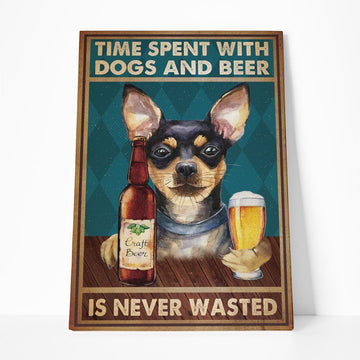 Gearhuman 3D Time Spent With Chihuahua And Beer Custom Canvas GB18026 Canvas 1 Piece Non Frame M
