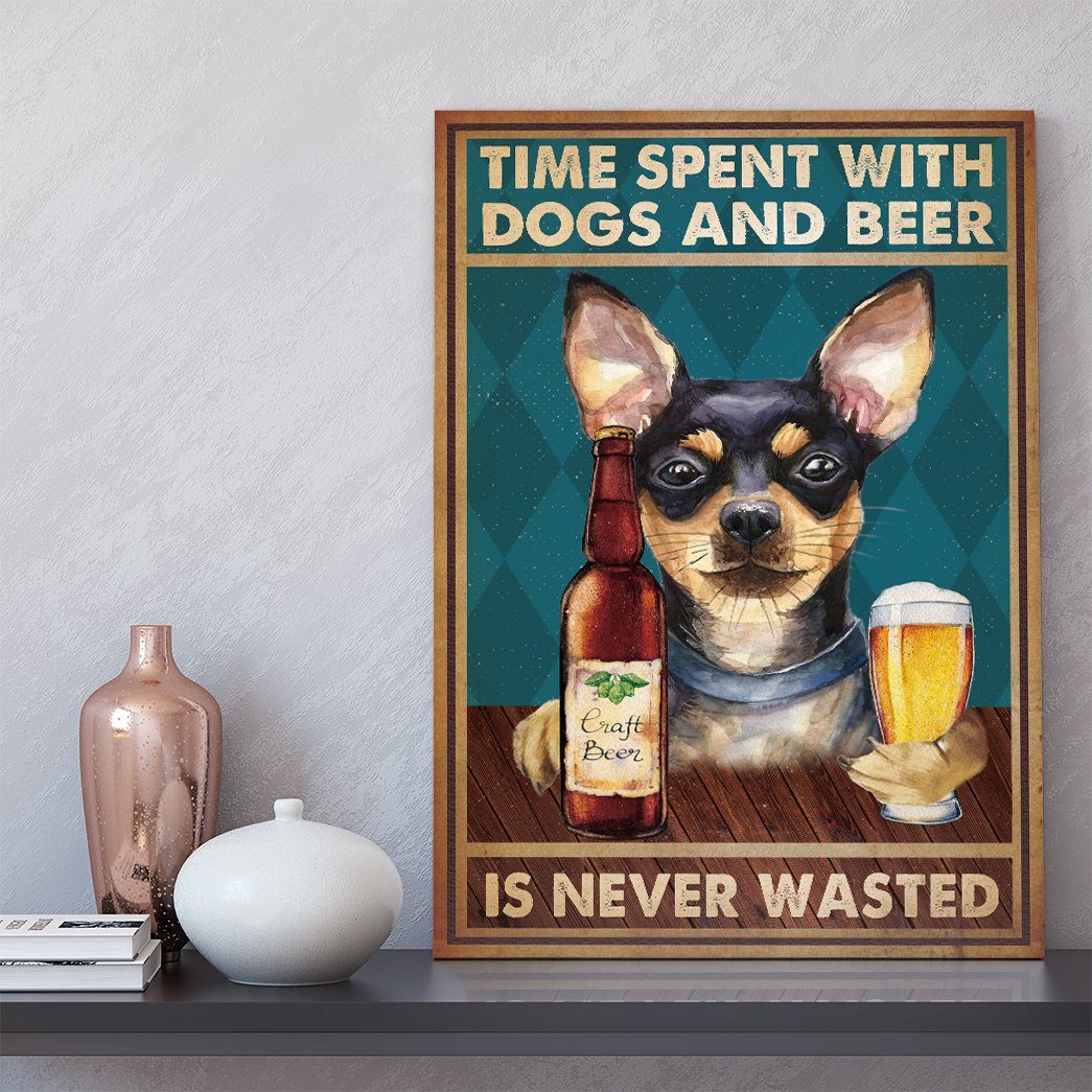 Gearhuman 3D Time Spent With Chihuahua And Beer Custom Canvas GB18026 Canvas