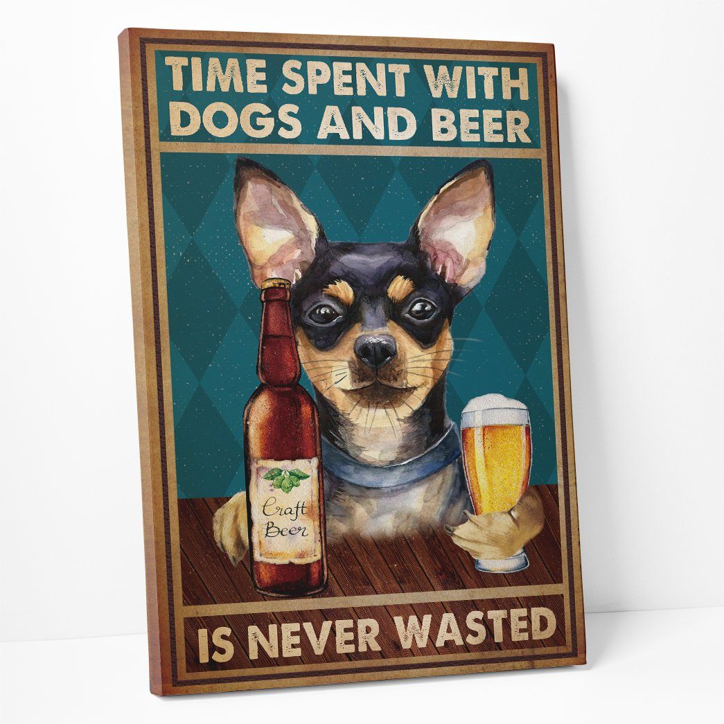Gearhuman 3D Time Spent With Chihuahua And Beer Custom Canvas GB18026 Canvas