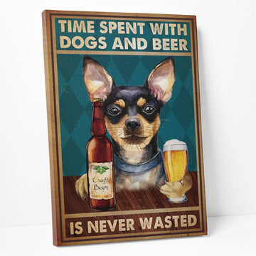 Gearhumans 3D Time Spent With Chihuahua And Beer Custom Canvas