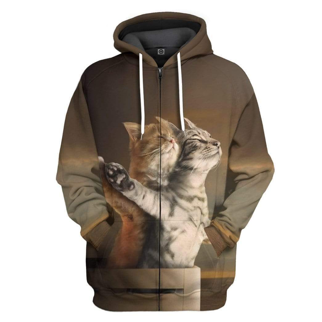 Gearhuman 3D Titanic Cat Custom Hoodie Apparel GN170816 3D Custom Fleece Hoodies Zip Hoodie S 